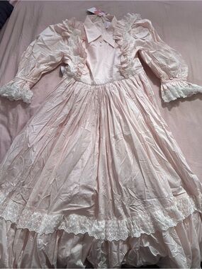 Selkie Soft Pink Ruffled Lace Maxi Dress